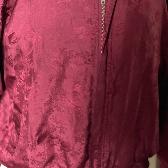 Vintage Windbreaker bomber Jacket Silk Floral unisex zip up sz m - Picture 5 of 8